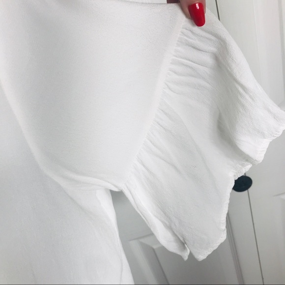 Altar’d State White Tie Front Flutter Sleeve Top Size Medium - Picture 5 of 8